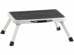 AGT Tritthocker:Rutschfester Klapptritt Aus Stahl, Mit Sicherung, Belastbar Bis 150 Kg