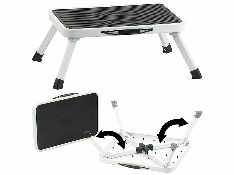 AGT Tritthocker:Rutschfester Klapptritt Aus Stahl, Mit Sicherung, Belastbar Bis 150 Kg 2 AGT Tritthocker:Rutschfester Klapptritt Aus Stahl, Mit Sicherung, Belastbar Bis 150 Kg – Bild 2