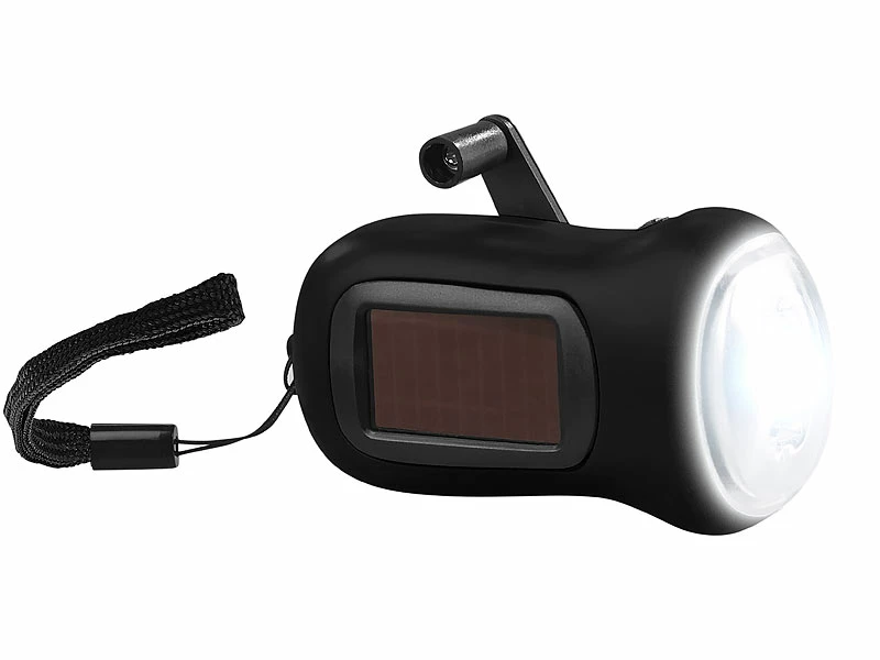 PEARL Solar Taschenlampe:Dynamo-Taschenlampe Mit Solarpanel, 3 LEDs, 0,4 Watt, 20 Lumen, Akku 2 PEARL Solar Taschenlampe:Dynamo-Taschenlampe Mit Solarpanel, 3 LEDs, 0,4 Watt, 20 Lumen, Akku – Bild 2