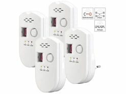 VisorTech Gas-Messgerät:4er-Set Steckdosen-Multi-Gasmelder Für Erdgas Und Autogas, 85 DB