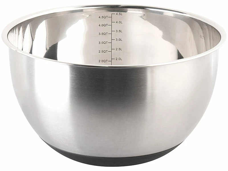 Rosenstein & Söhne Edelstahlschüssel:11-teiliges Premium-Rührschüssel-Set Mit 3 Reibeaufsätzen, Edelstahl 7 Rosenstein & Söhne Edelstahlschüssel:11-teiliges Premium-Rührschüssel-Set Mit 3 Reibeaufsätzen, Edelstahl – Bild 7