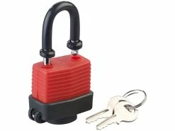 AGT Fahrradschloss Stahlseil:Wetterfestes Profi-Stahlseil Mit Vorhängeschloss, Ummantelt, 5m, Ø 1cm -Haushalt Verkäufe nx7098 1