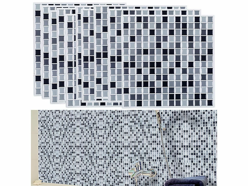 Infactory 3D Fliesen Selbstklebend:Selbstklebende 3D-Mosaik-Fliesenaufkleber "Dezent", 26x26 Cm, 20er-Set 3 Infactory 3D Fliesen Selbstklebend:Selbstklebende 3D-Mosaik-Fliesenaufkleber "Dezent", 26x26 Cm, 20er-Set – Bild 3