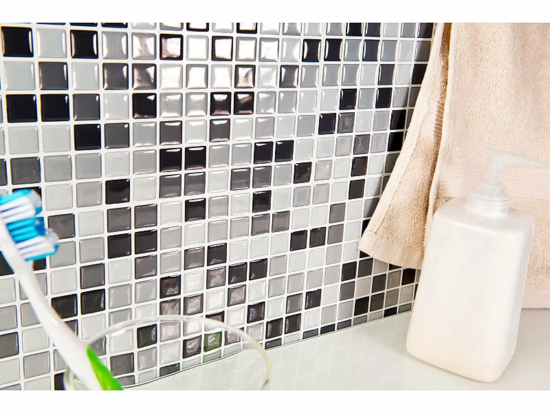 Infactory 3D Fliesen Selbstklebend:Selbstklebende 3D-Mosaik-Fliesenaufkleber "Dezent", 26x26 Cm, 20er-Set 12 Infactory 3D Fliesen Selbstklebend:Selbstklebende 3D-Mosaik-Fliesenaufkleber "Dezent", 26x26 Cm, 20er-Set – Bild 12