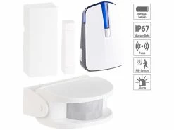 CASAcontrol Katzenklingel:Alarmset Mit Funk-Klingel, PIR-Bewegungsmelder & Tür-/Fensteralarm