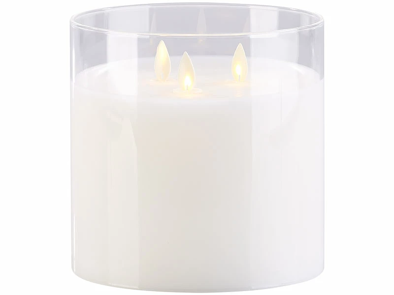 Britesta LED Kerze 3 Flammig:2er-Set LED-Echtwachs-Kerzen Im Windglas Mit 3 Beweglichen Flammen 3 Britesta LED Kerze 3 Flammig:2er-Set LED-Echtwachs-Kerzen Im Windglas Mit 3 Beweglichen Flammen – Bild 3