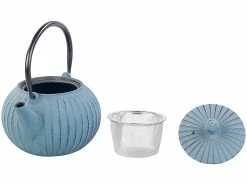 Rosenstein & Söhne Teeservice:Asiatische Teekanne, Untersetzer Und 2 Becher Aus Gusseisen, Blau -Haushalt Verkäufe nx8160 1