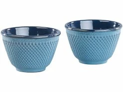 Rosenstein & Söhne Teeservice:Asiatische Teekanne, Untersetzer Und 2 Becher Aus Gusseisen, Blau -Haushalt Verkäufe nx8173 1