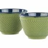 Rosenstein & Söhne Teetasse:2er-Set Asiatische Teebecher Aus Gusseisen Und Emaille, Olivgrün