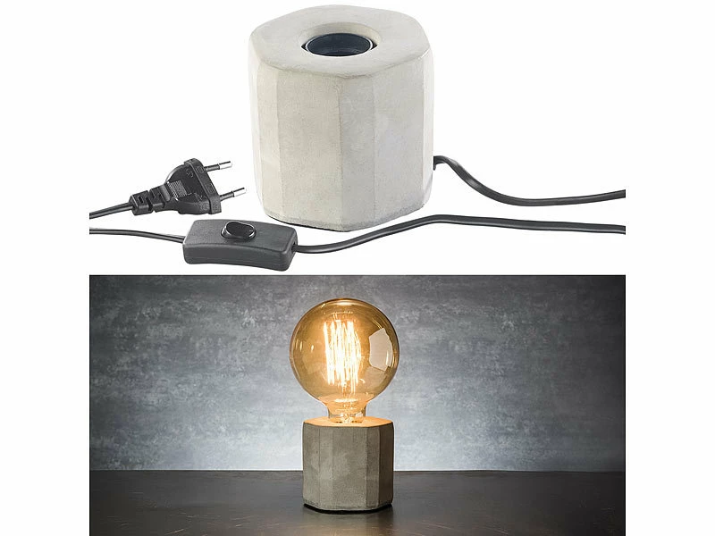 Lunartec Tischlampe Deko:4er-Set Dekorative Beton-Tischleuchten Für E27-Lampen, Bis 40 Watt 3 Lunartec Tischlampe Deko:4er-Set Dekorative Beton-Tischleuchten Für E27-Lampen, Bis 40 Watt – Bild 3