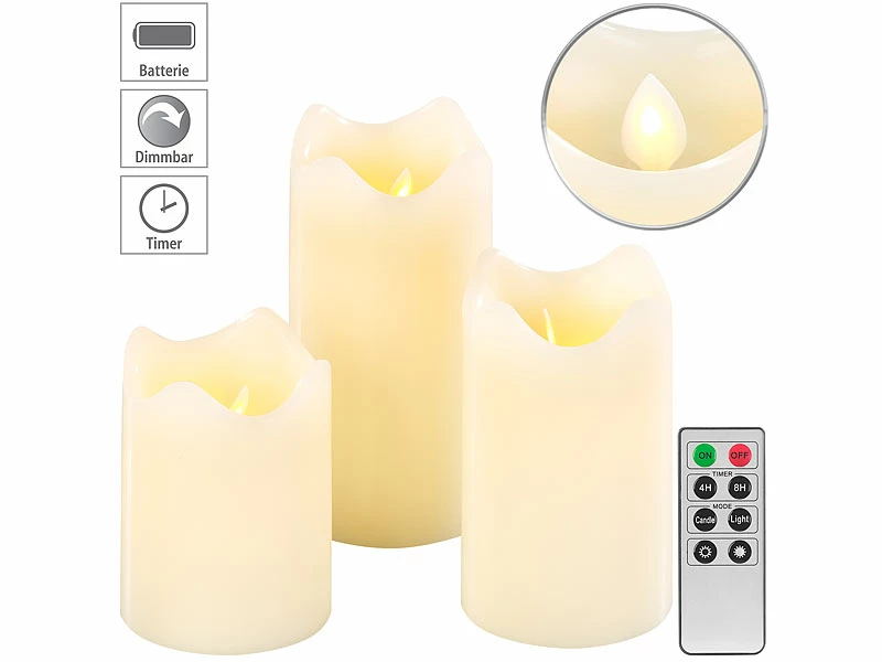 Britesta Wachskerzen:6er-Set Dimmbare LED-Echtwachskerzen, Bewegliche Flamme, Fernbedienung 7 Britesta Wachskerzen:6er-Set Dimmbare LED-Echtwachskerzen, Bewegliche Flamme, Fernbedienung – Bild 7