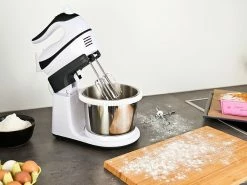 Rosenstein & Söhne Handrührgerät:Handmixer-Set: Rührständer, Edelstahl-Schüssel, 5 Stufen, Turbo, 500 W -Haushalt Verkäufe nx8559 2