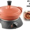 Rosenstein & Söhne Schmortopf Elektrisch:Elektrischer Tajine-Tontopf Mit Deckel, Ø 30 Cm, 2 Liter, 300 Watt