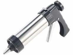 Rosenstein & Söhne Teigspritze:Profi-Edelstahl-Gebäckpresse & Garnierspritze, 13 Schablonen, 8 Tüllen -Haushalt Verkäufe nx8806 0