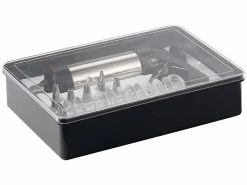 Rosenstein & Söhne Teigspritze:Profi-Edelstahl-Gebäckpresse & Garnierspritze, 13 Schablonen, 8 Tüllen -Haushalt Verkäufe nx8806 3