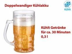 Rosenstein & Söhne Bierglas:Doppelwandiger Getränke-Kühler Als Scherz-Bierkrug, 0,3 L, 3er-Set -Haushalt Verkäufe nx9096 6