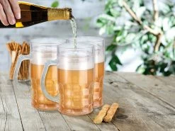 Rosenstein & Söhne Bierglas:Doppelwandiger Getränke-Kühler Als Scherz-Bierkrug, 0,3 L, 3er-Set -Haushalt Verkäufe nx9130 3