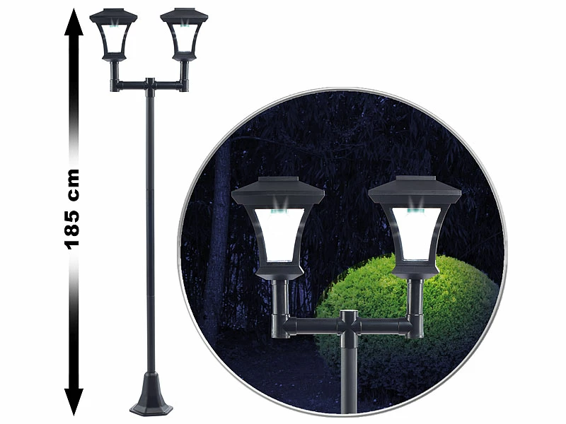 Royal Gardineer Garten LED Solarlampen:2er-Set 2-flammige Solar-LED-Gartenlaternen, SWL-25, 0,36 W, 24 Lm 7 Royal Gardineer Garten LED Solarlampen:2er-Set 2-flammige Solar-LED-Gartenlaternen, SWL-25, 0,36 W, 24 Lm – Bild 7