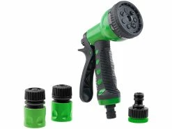 Royal Gardineer Schlauchanschluss:Gartenschlauch-Brausen-Set Mit 9 Strahl-Einstellungen Und 3 Adaptern