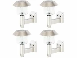 Lunartec Wandlaterne:Solar-LED-Wandleuchte WL-101 "Florenz", 1,2 Lm, 0,9 W, 4er-Set