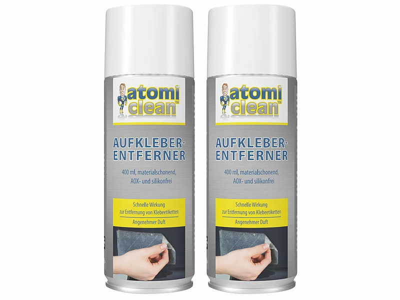 AtomiClean Etikettenlöser:2er-Set Aufkleber-Entferner, Schonend, AOX- Und Silikonfrei, 2x 400 Ml 1 AtomiClean Etikettenlöser:2er-Set Aufkleber-Entferner, Schonend, AOX- Und Silikonfrei, 2x 400 Ml