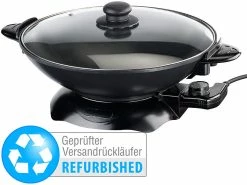 Rosenstein & Söhne Wokpfanne:Elektrischer Wok Mit Thermostat, 1.500 W, 5,1 L (Versandrückläufer)