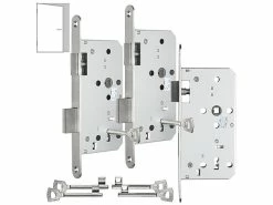 AGT Türschloss Badezimmer:3er-Set Buntbart-Einsteckschlösser Für Zimmertüren, Falle, DIN Rechts