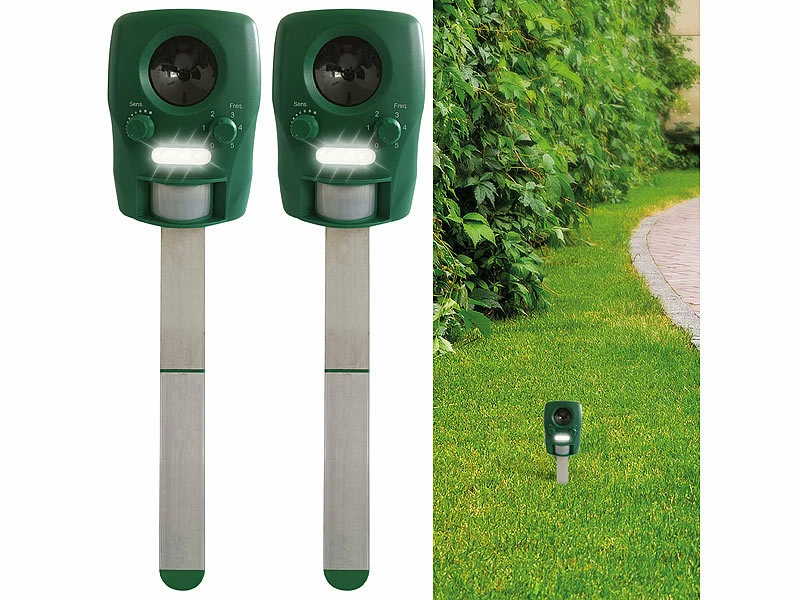 Exbuster Tierscheuche:2er-Set Ultraschall-Solar-Tierschrecke Mit Bewegungssensor, IP44 2 Exbuster Tierscheuche:2er-Set Ultraschall-Solar-Tierschrecke Mit Bewegungssensor, IP44 – Bild 2