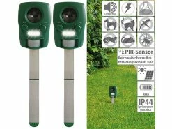 Exbuster Tierscheuche:2er-Set Ultraschall-Solar-Tierschrecke Mit Bewegungssensor, IP44