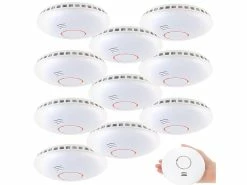 VisorTech Rauchmelder Vernetzt:Vernetzbarer Funk-Hitze- & Rauchwarnmelder RWM-460.f, 85 DB, 10er-Set