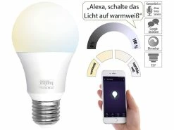 Luminea Home Control Funkgesteuerte Lampen:3er-Set WLAN-LED-Lampen, E27, 806lm, Für Alexa & Google Assistant, CCT -Haushalt Verkäufe zx2880 12