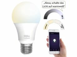 Luminea Home Control Funkgesteuerte Lampen:3er-Set WLAN-LED-Lampen, E27, 806lm, Für Alexa & Google Assistant, CCT -Haushalt Verkäufe zx2880 5