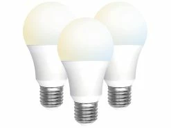 Luminea Home Control Funkgesteuerte Lampen:3er-Set WLAN-LED-Lampen, E27, 806lm, Für Alexa & Google Assistant, CCT -Haushalt Verkäufe zx2881 0