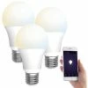 Luminea Home Control Funkgesteuerte Lampen:3er-Set WLAN-LED-Lampen, E27, 806lm, Für Alexa & Google Assistant, CCT
