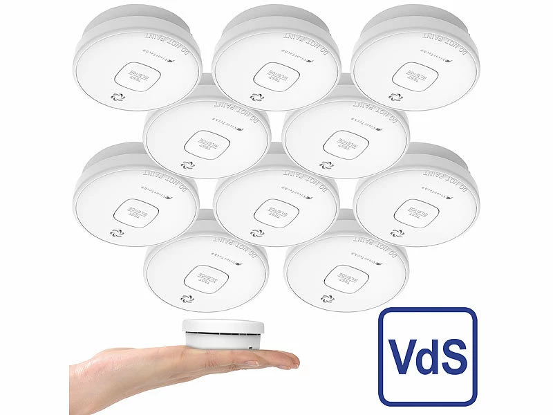 VisorTech Rauchmelder:10er-Set Fotoelektrische Rauchwarnmelder, 10-J.-Batterie, 85 DB, VdS 2 VisorTech Rauchmelder:10er-Set Fotoelektrische Rauchwarnmelder, 10-J.-Batterie, 85 DB, VdS – Bild 2
