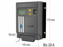 (0% MwSt) Revolt Batterie Laderegler:MPPT-Solarladeregler Für 12/24-V-Batterie, Mit 20 A, Display, USB-Port