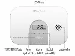 VisorTech CO Messgerät:Kohlenmonoxid-Melder, 10-Jahres-Sensor, Display, 85 DB, EN 50291 -Haushalt Verkäufe zx3259 7
