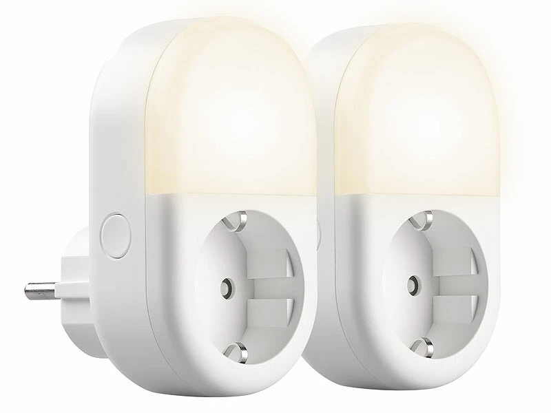 Luminea Home Control LED-Nachtlicht-Plug-in:2er-Set WLAN-Steckdose Mit LED-Nachtlicht, App & Sprachsteuerung, 16 A 3 Luminea Home Control LED-Nachtlicht-Plug-in:2er-Set WLAN-Steckdose Mit LED-Nachtlicht, App & Sprachsteuerung, 16 A – Bild 3