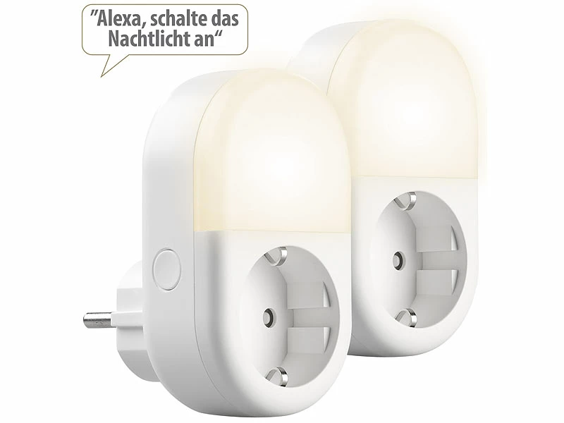 Luminea Home Control LED-Nachtlicht-Plug-in:2er-Set WLAN-Steckdose Mit LED-Nachtlicht, App & Sprachsteuerung, 16 A 2 Luminea Home Control LED-Nachtlicht-Plug-in:2er-Set WLAN-Steckdose Mit LED-Nachtlicht, App & Sprachsteuerung, 16 A – Bild 2