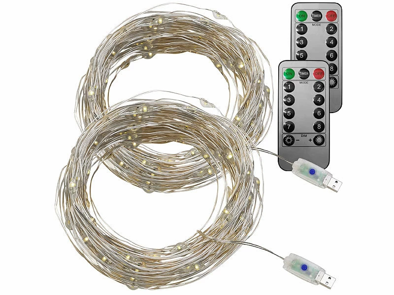 Lunartec USB-Lichterkette Timer:4er-Set USB-LED-Lichterdraht, 100 LEDs, 8 Modi, 10 M, Tageslichtweiß 13 Lunartec USB-Lichterkette Timer:4er-Set USB-LED-Lichterdraht, 100 LEDs, 8 Modi, 10 M, Tageslichtweiß – Bild 13