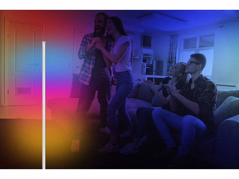 Luminea Home Control Eckleuchte:WLAN-Steh-/Eck-Leuchte Mit RGBW-IC-LEDs, 12 W, Dimmbar, App, Weiß 4 Luminea Home Control Eckleuchte:WLAN-Steh-/Eck-Leuchte Mit RGBW-IC-LEDs, 12 W, Dimmbar, App, Weiß – Bild 4