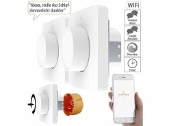 Luminea Home Control Smart Dimmer:2er-Set WLAN-Unterputz-Lichtschalter Mit Dreh- & Drück-Funktion, App
