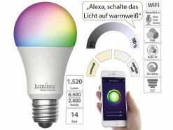Luminea Home Control WLAN-Lampen Alexa:4er-Set WLAN-LED-Lampen, E27, RGB-CCT, 14W(ersetzt 150W), 1.520lm, App 19 Luminea Home Control WLAN-Lampen Alexa:4er-Set WLAN-LED-Lampen, E27, RGB-CCT, 14W(ersetzt 150W), 1.520lm, App -Haushalt Verkäufe zx5137 10