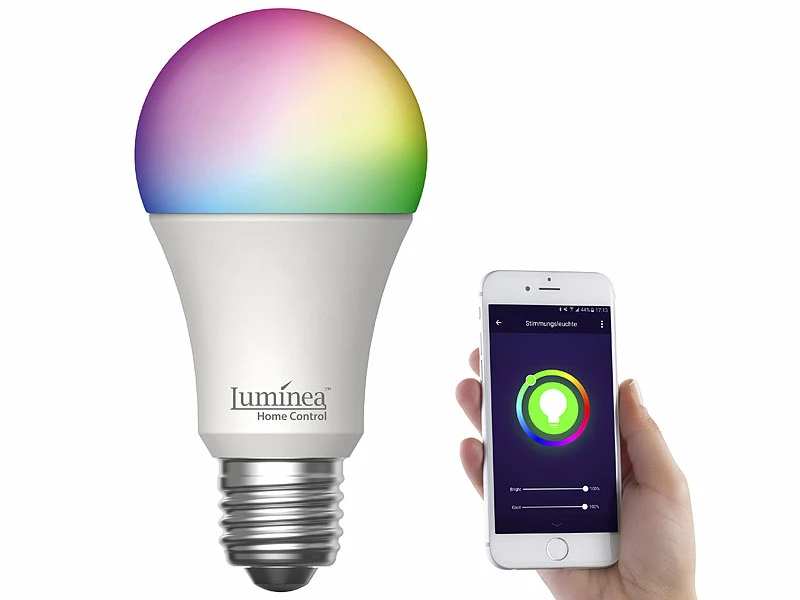Luminea Home Control WLAN-Lampen Alexa:4er-Set WLAN-LED-Lampen, E27, RGB-CCT, 14W(ersetzt 150W), 1.520lm, App 11 Luminea Home Control WLAN-Lampen Alexa:4er-Set WLAN-LED-Lampen, E27, RGB-CCT, 14W(ersetzt 150W), 1.520lm, App – Bild 11