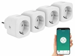 Luminea Home Control WLAN Steckdosen-Schalter:4er-Set WLAN-Steckdosen, Apple-HomeKit-zertifiziert, Sprachsteuerung -Haushalt Verkäufe zx5144 15