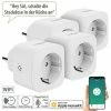 Luminea Home Control WLAN Steckdosen-Schalter:4er-Set WLAN-Steckdosen, Apple-HomeKit-zertifiziert, Sprachsteuerung