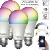 Luminea Home Control WLAN-Lampen Alexa:4er-Set WLAN-LED-Lampen, E27, RGB-CCT, 14W(ersetzt 150W), 1.520lm, App