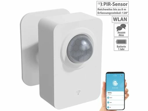 Luminea Home Control PIR Sensor:ZigBee-PIR-Bewegungsmelder, 8 M Reichweite, 128° Erfassungswinkel, App -Haushalt Verkäufe zx5231 16 2