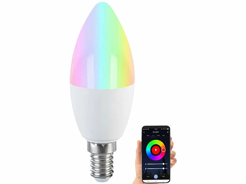 Luminea Home Control Lampen:LED-Kerze E14, RGB-CCT, 5 W (ersetzt 40 W), 470 Lm, ZigBee-kompatibel 3 Luminea Home Control Lampen:LED-Kerze E14, RGB-CCT, 5 W (ersetzt 40 W), 470 Lm, ZigBee-kompatibel – Bild 3