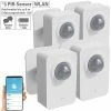 Luminea Home Control PIR Funkmelder:4er-Set ZigBee-PIR-Bewegungsmelder, 8 M Reichweite, App